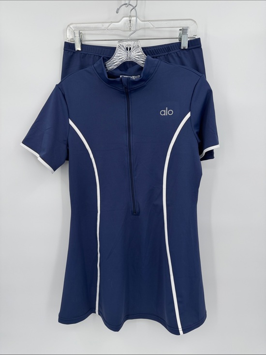 ALO Yoga Dresses & Skirts - Alo Navy Athletic Zip-Front Top with White Piping with Matching Shorts